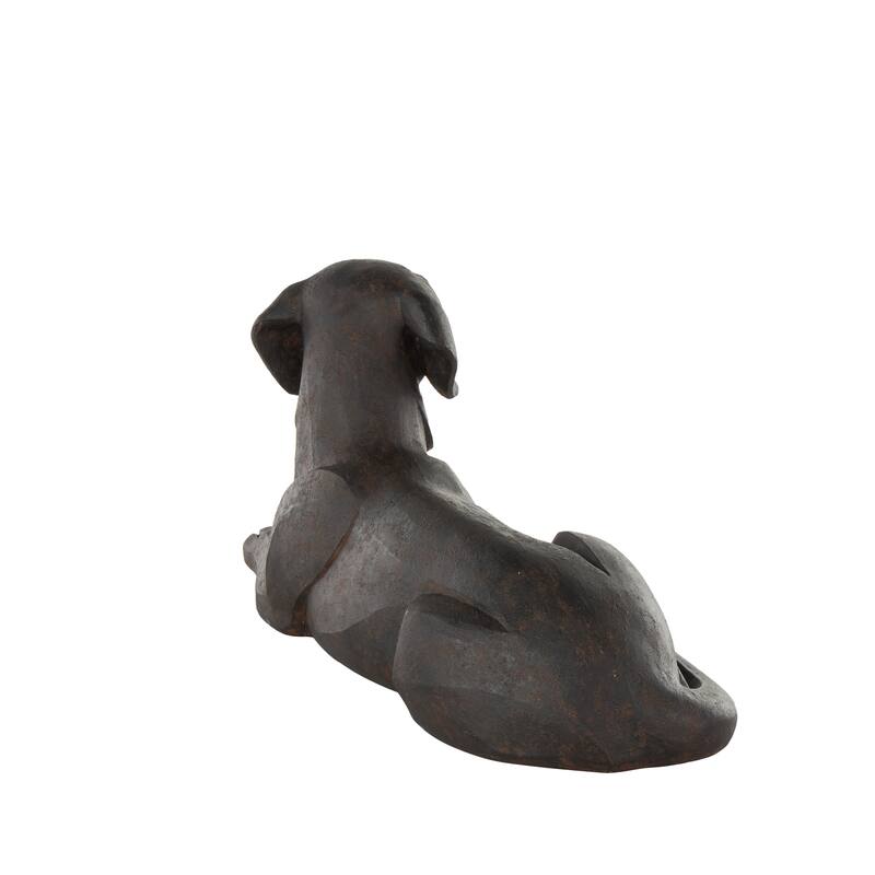 Black Resin Sitting Dog Decorative Sculpture with Copper Shadings