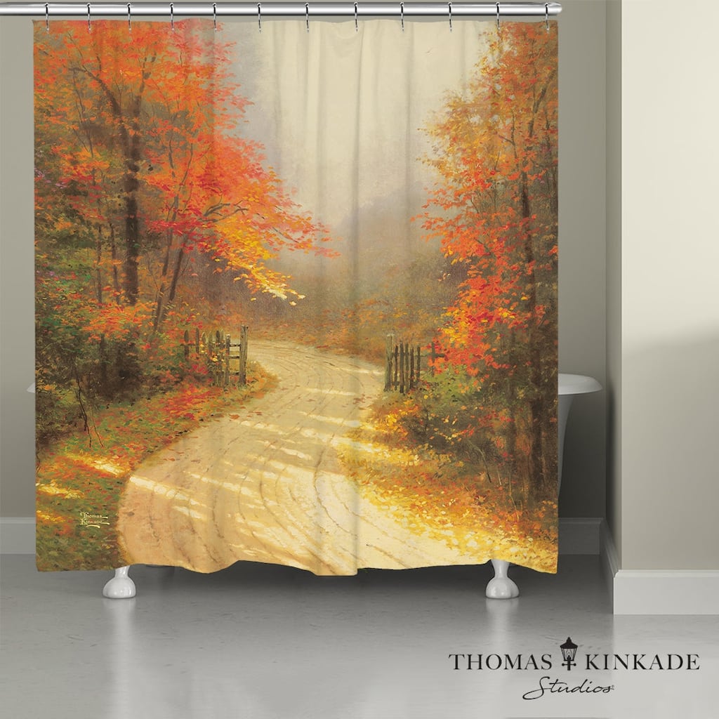 Thomas Kinkade Autumn Lane Shower Curtain by Laural Home