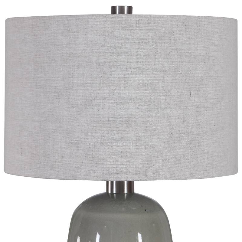 Terracotta Rust Table Lamp with Gray Drum Shade - 30.25" -*Brown