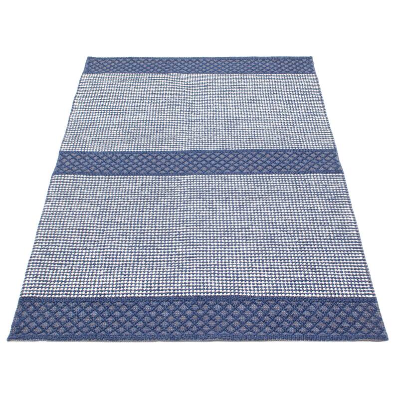 ECARPETGALLERY Braid weave Sienna Dark Navy Wool Rug - 5'0 x 8'0