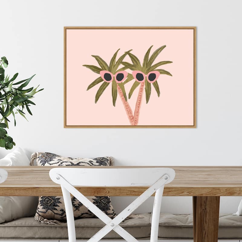 Palm Trees and Sunglasses by Kendra Dandy Canvas Art Framed - Sylvie Maple