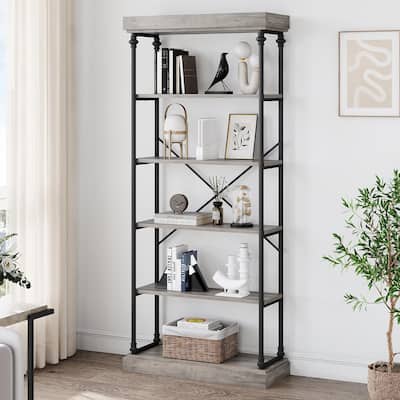 73.6" Tall Industrial 6-Tier Bookshelf Freestanding Bookcase with Shelves