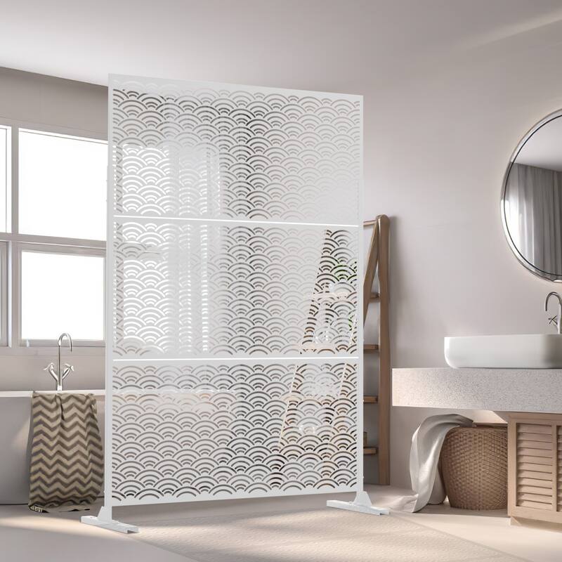 Metal Privacy Screen Wall Decoration Free Standing-6.3 ft. H X 4 ft. W