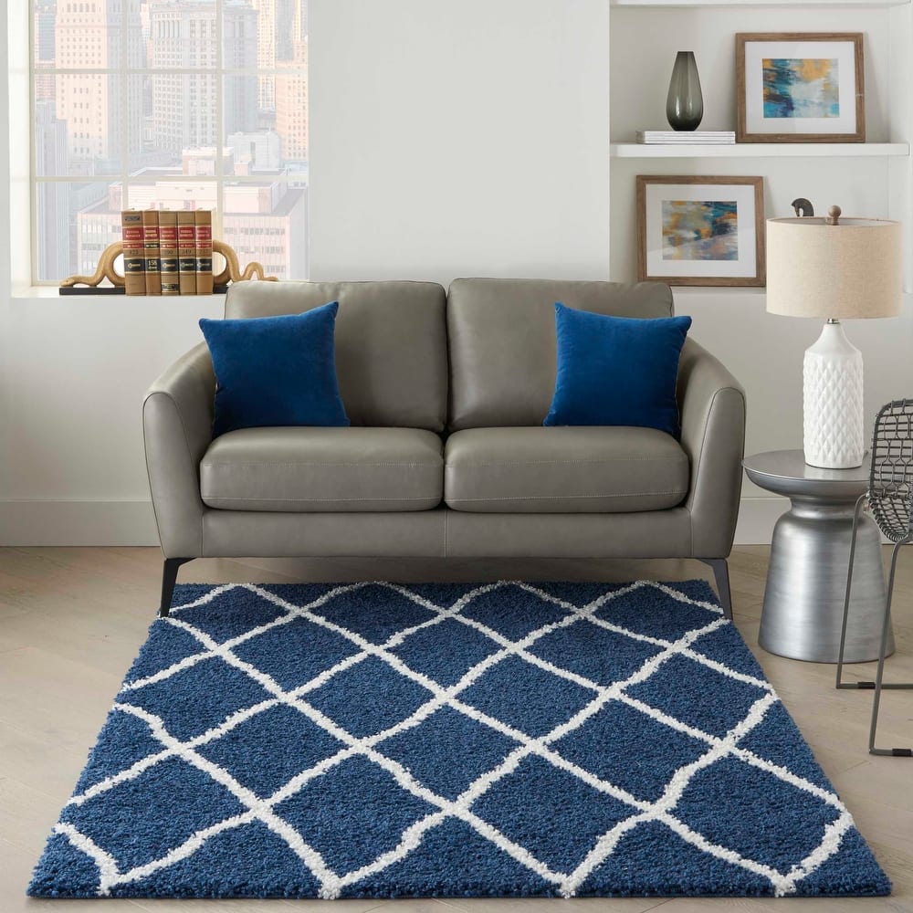 Nourison Shangri-La Geometric Trellis Lattice Shag Rug