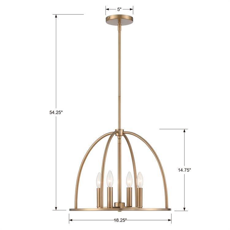 Abbott 4 Light Vibrant Gold Chandelier - 18.25'' W x 14.75'' H