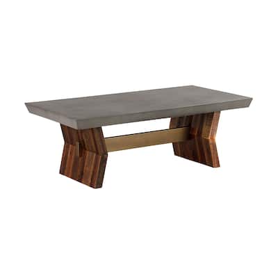 Picadilly 87 inch Acacia Solid Wood and Concrete Rectangular Dining Table with Trestle Base