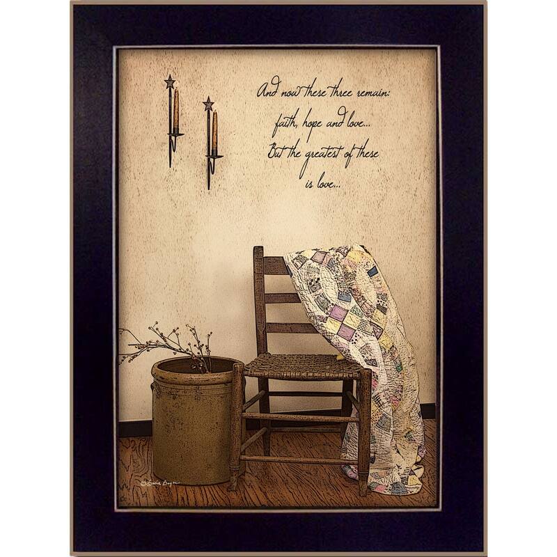 TrendyDecor4U Farmhouse "These Three Remain" Framed Print Wall Art by Susan Boyer