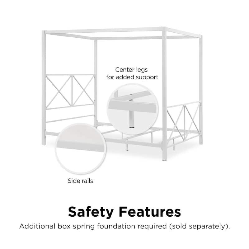 Avenue Greene Rosemarie Canopy Metal Bed, White