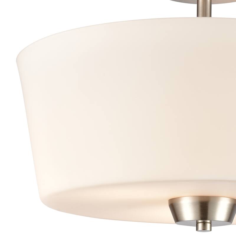 Elk Home Winslow Brushed Nickel With White Glass Semi Flush