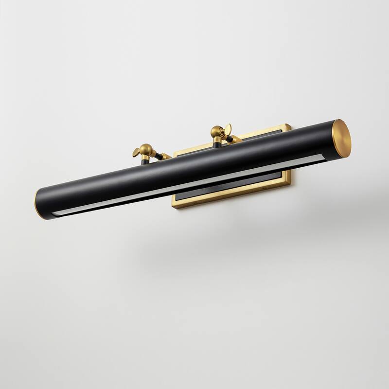 23.8" Vintage Industrial Black&Gold Linear LED Bathroom Vanity Light, Picture Lights - 23.8 in. W x 9.4 in. H x 11.4 in. D