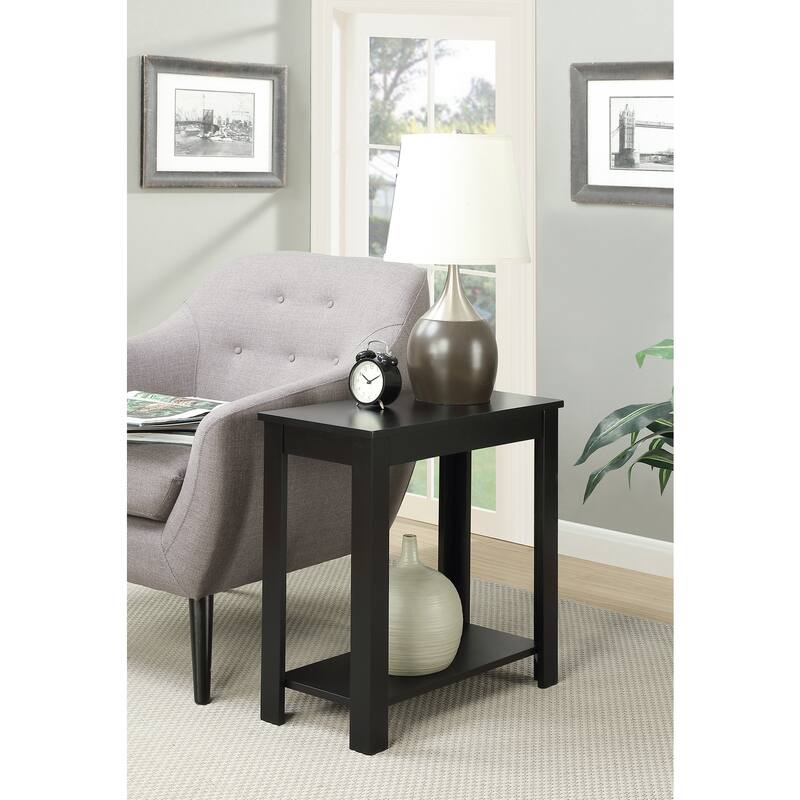 End Table with C Shaped Frame and Side Magazine Rack Perfect for Snacks, Drinks, Remotes and Reading Materials - 23.75