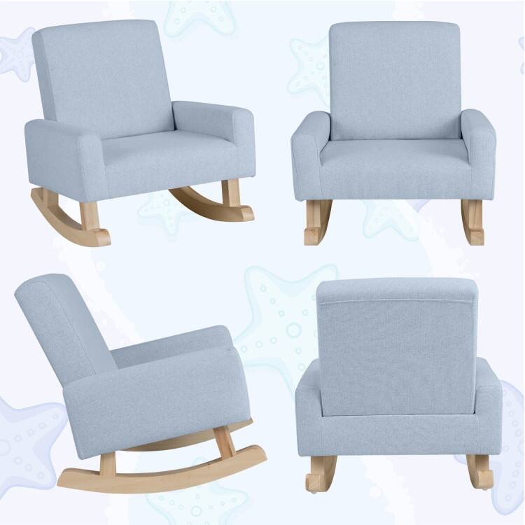 Kids Rocking Chair with Solid Wood Legs - 19.68" x 18.5" x 21.65"