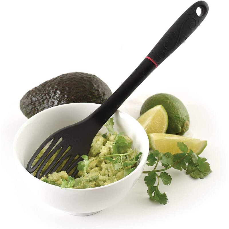 Norpro 11" Grip-EZ Fiskie Fork & Whisk Combo Tool - Mix Stir Blend & Fold - Black