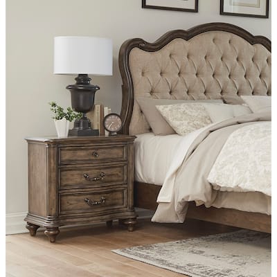Nightstand of 3 Drawers Brown Oak Finish 1pc