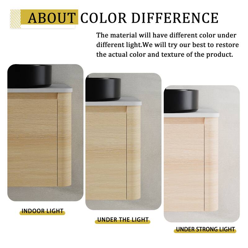 24" Wall Mounted Floating Cabinet /Side Cabinet Combo, Rectangular Vanity, Small Bathroom Sink With Single Faucet Hole