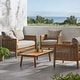 preview thumbnail 2 of 69, Burchett Outdoor Acacia Wood and Wicker 4 Seater Chat Set with Optional Sunbrella Cushions by Christopher Knight Home
