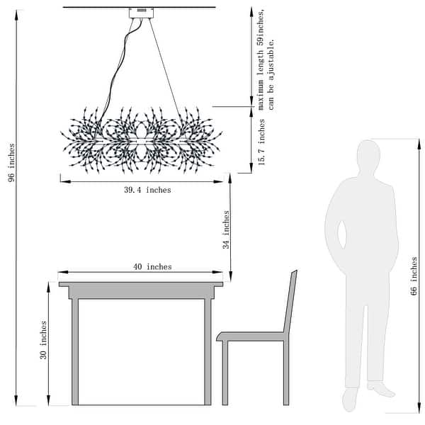 dimension image slide 2 of 4, Modern Firework Crystal Chandelier for Dining Room and Living Room