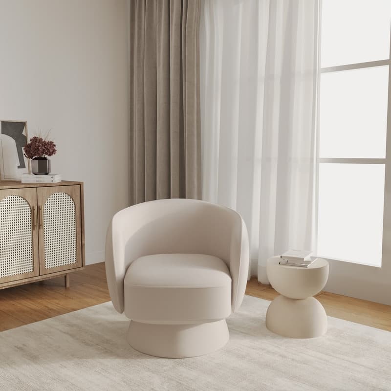 Raze 31" Swivel Accent Armchair Upholstered in Boucle/Velvet/Linen Fabric with Plush Cushioning and Solid Wood Support