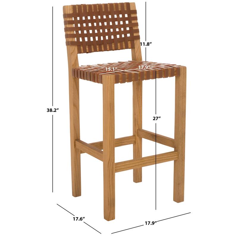 SAFAVIEH Home Sorrento 27-inch Counter Stool - 18"Wx18"Dx38"H - Natural/Light Honey