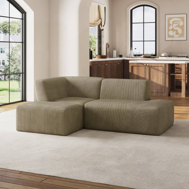 Corduroy Fully Sponge Molded Modular Sectional Sofa with Ottoman