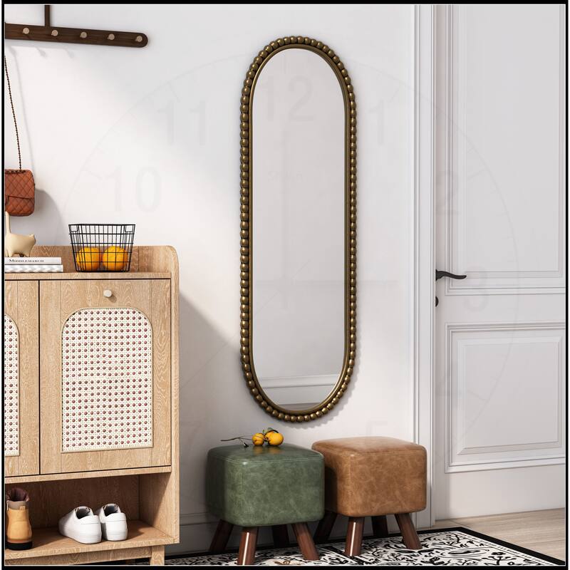 Iron Art Oval Retro Mirror, Antique Effect - Gold