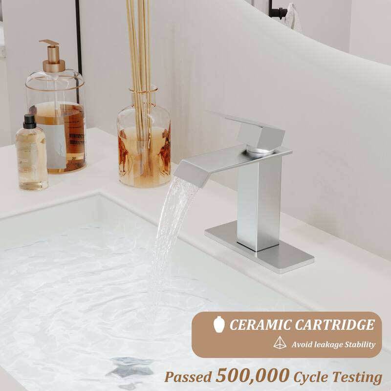 Single Handle Single Hole Bathroom Vanity Sink Waterfall Spout Bathroom Faucet