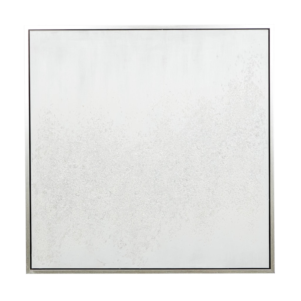 Canvas Abstract Framed Wall Art with Silver Frame - White - CosmoLiving by Cosmopolitan
