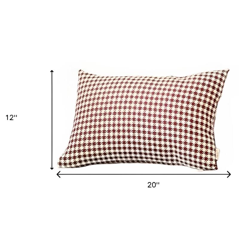 HomeRoots Set Of Two 20" X 12" Red Polyester Houndstooth Zippered Pillow