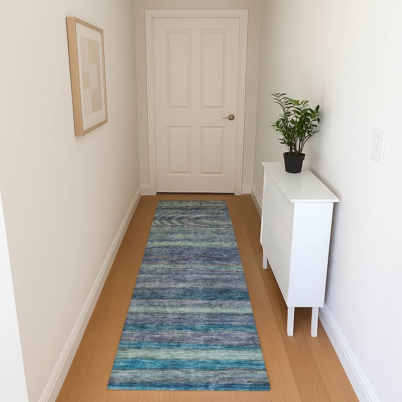 Premium Washable Super Soft Ombre Stripes Mayfield Rug - Blue - 2'3" x 7'6"