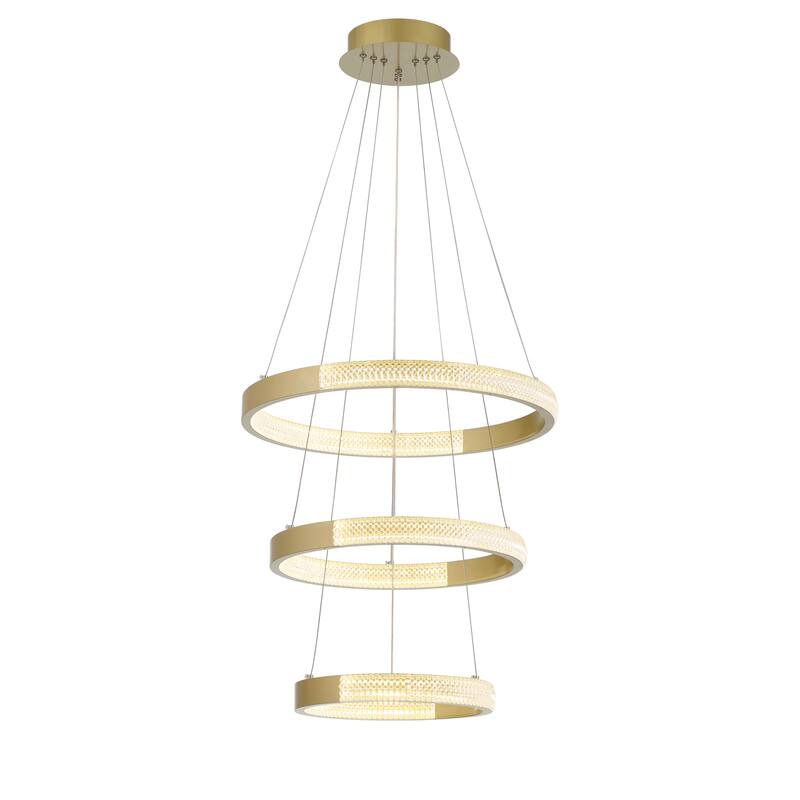 3-Light Unique Tiered LED Chandelier - 18.9'' H x 19.88'' W x 19.88'' D