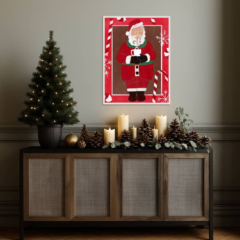 Cozy Cocoa Christmas II by June Erica Vess (23 x 30 in.), Framed Canvas Wall Art Print - Sylvie Beaded White