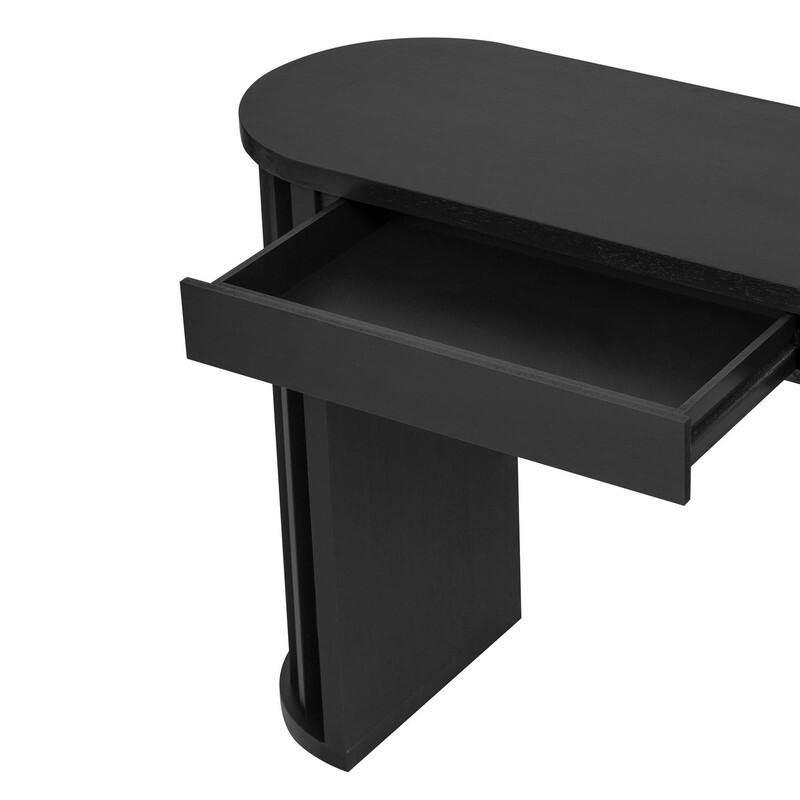 59" Curved Console Table with Straight Line Design for Living Room or Entryway Storage