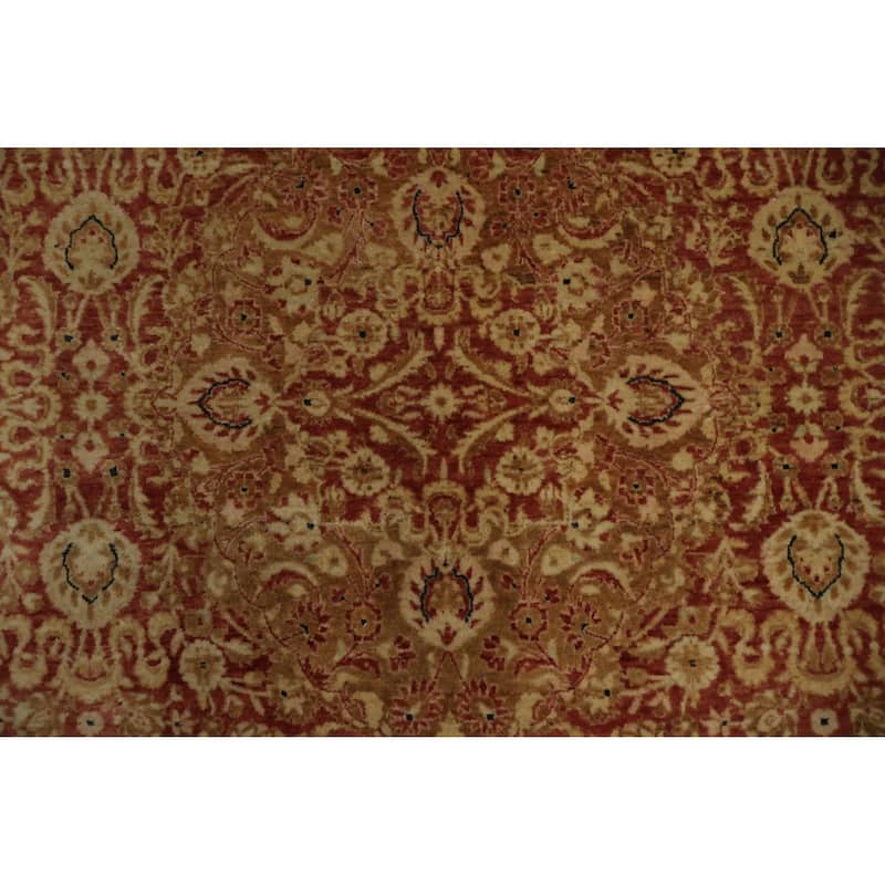 Hand Knotted Oriental 100% Wool Carpet Traditional Floral Oranges & Rust Qum Area Rug - 9' 5'' X 6' 1''