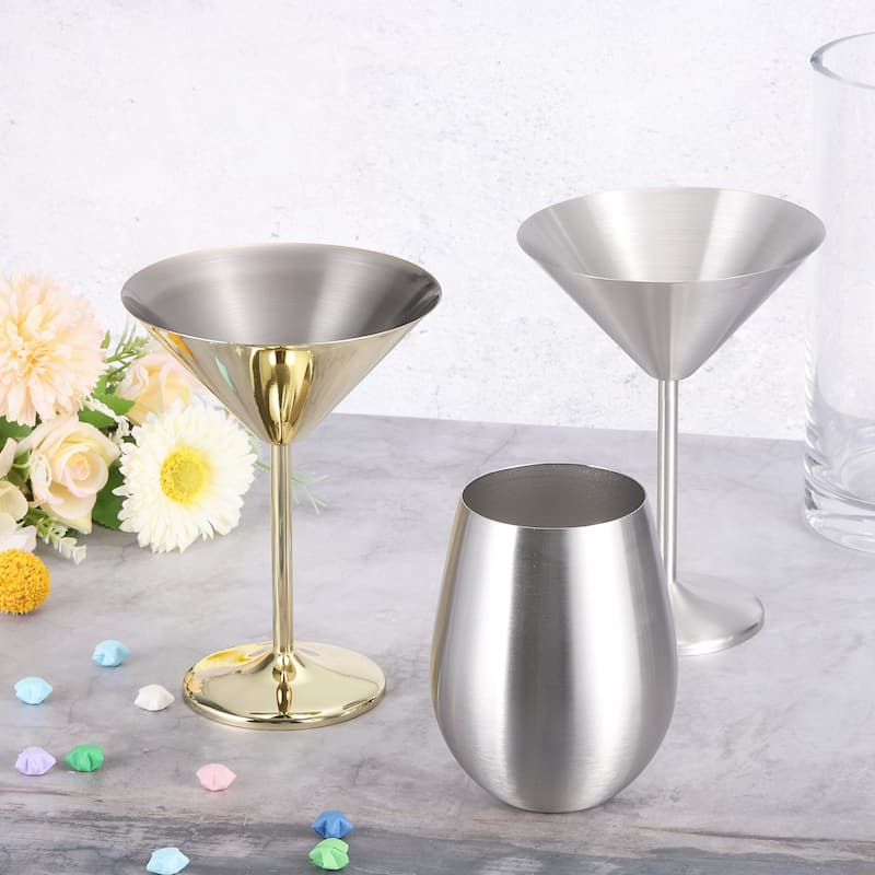 Stainless Steel Martini Cocktail Glasses, 2Pcs 180ml/6 OZ , Gold