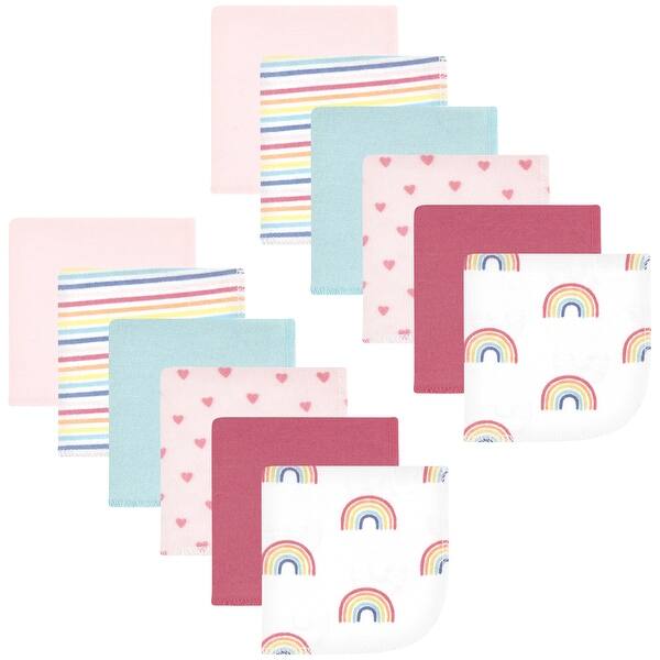 slide 1 of 1, Hudson Baby Infant Girl Flannel Washcloths, Creative Rainbow 12Pk, One Size - Creative Rainbow 12Pk - One Size One Size - Creative Rainbow 12Pk