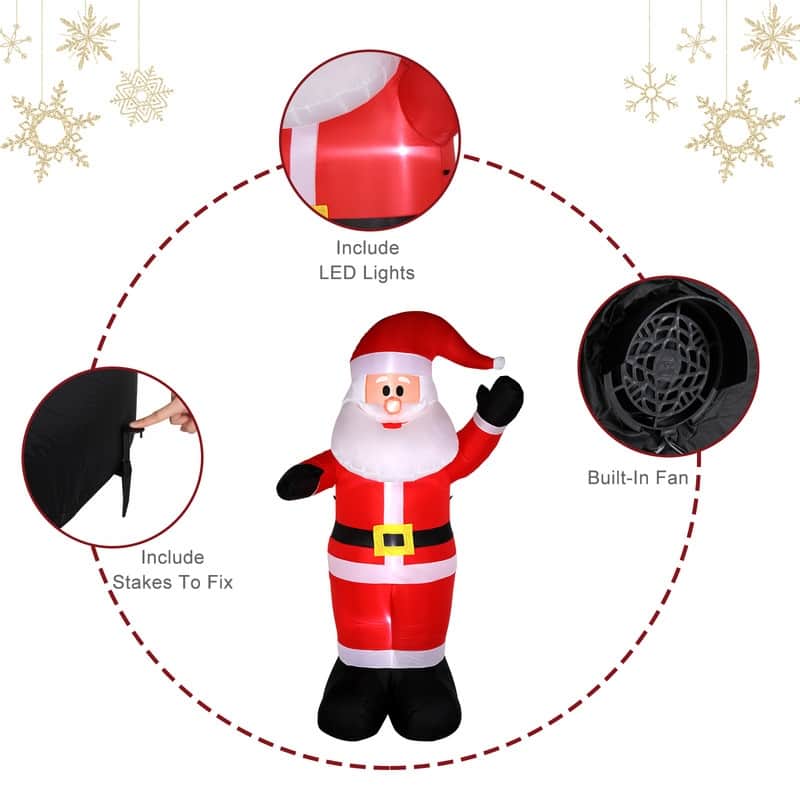 8 Ft. Christmas Santa Claus Inflatables Outdoor Decoration with LED Lights