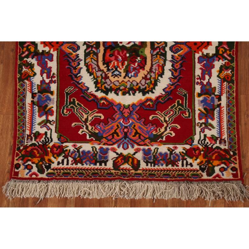 Hand Knotted Oriental 100% Wool Carpet Traditional Floral Red Bakhtiari Area Rug - 4' 6'' X 3' 5''