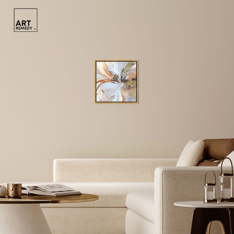 Art Remedy Golden Aesthetic Framed Boho Abstract 1 Piece Canvas Wall Art