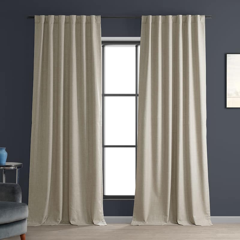 Exclusive Fabrics Performance Linen Luxury Blackout Curtains (1 Panel) - Thermal Insulation, Elegant Blackout Drapery - 50 X 96 - Light Beige
