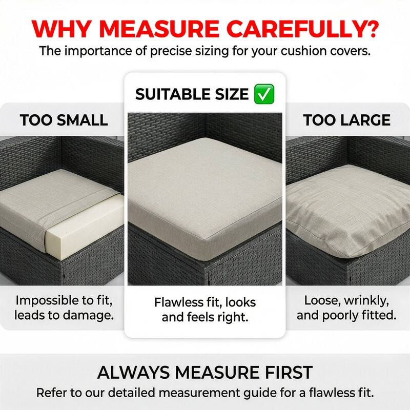 FINCATI Outdoor Cushion Cover Replacement Slipcover, Patio Seat Cover Available in Sizes 25.6" × 25.6"/ 27" × 27" (COVER ONLY!)