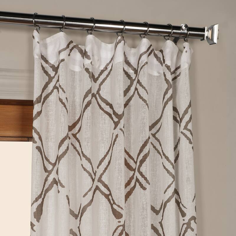 Exclusive Fabrics Normandy Printed Faux Linen Sheer Curtain (1 Panel)