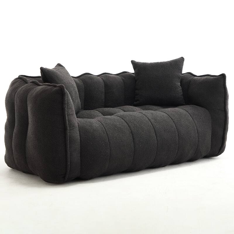 Soft Beanbag Chair With High Resilience Foam Core For Two People.The Comfortable Square Recliner Sofa Is Ideal
