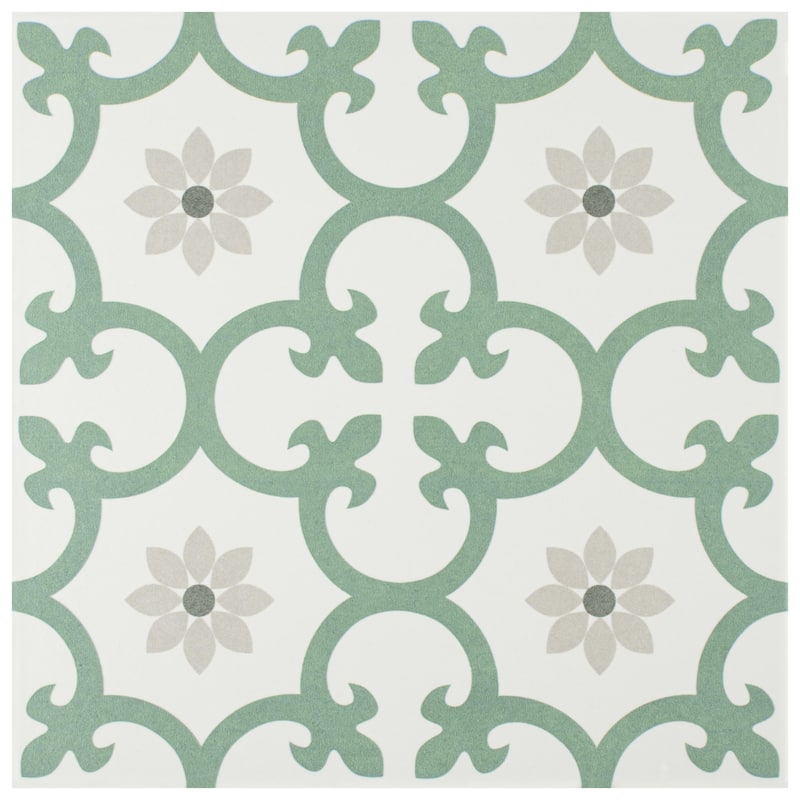 Merola Tile Daria Kale 9-3/4" x 9-3/4" Porcelain Floor and Wall Tile - White - Case (16 Tiles)