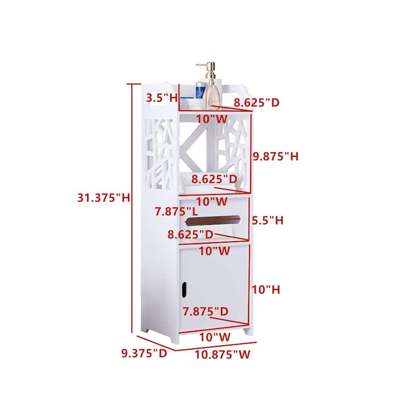 Bathroom Floor Storage Cabinet, White