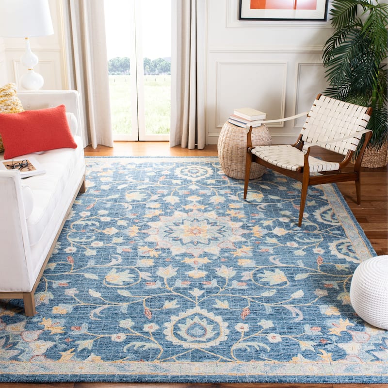 SAFAVIEH Handmade Blossom Gliceria Modern Floral Wool Rug - 8' x 10' - Navy/Multi