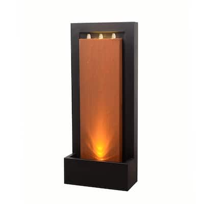 LED Lighted Steel Outdoor Garden Fountain - 47.25" - Black and Brown