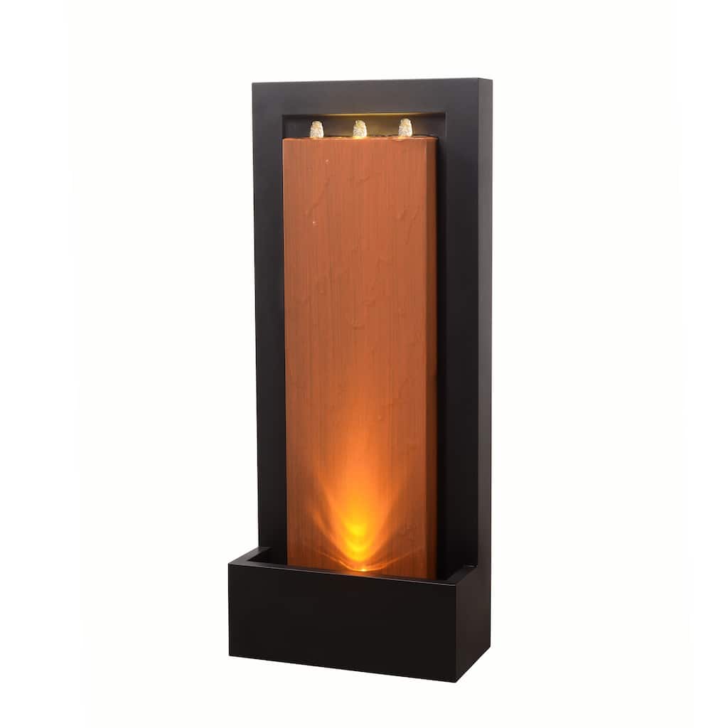 LED Lighted Steel Outdoor Garden Fountain - 47.25" - Black and Brown