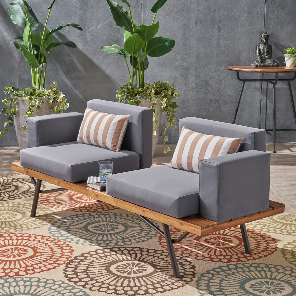 Canoga Outdoor Industrial 2-seater Sofa by Christopher Knight Home - 29.25H x 73.26W x 26"D