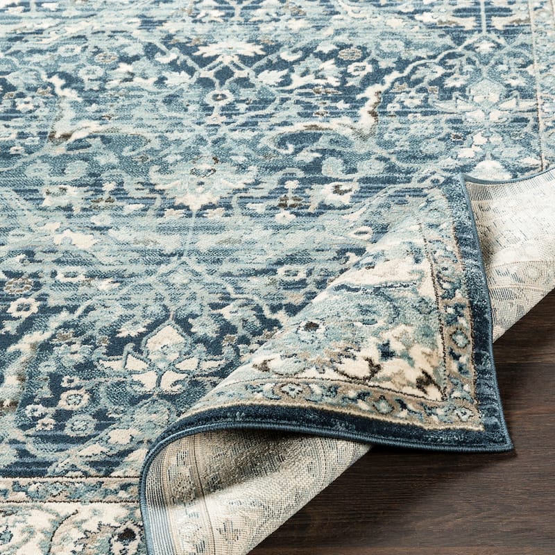 Annelie Navy & Teal Updated Traditional Area Rug - 2' 6" x 7' 10"