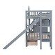 preview thumbnail 12 of 84, Castle Style Bunk Bed with 2 Drawers & 3 Shelves, Wood Bunk Bed Frame with Slide and Storage Staircase for Boys Girls